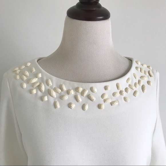 White Shift Dress with Jewels and Pockets - Picture 3 of 6